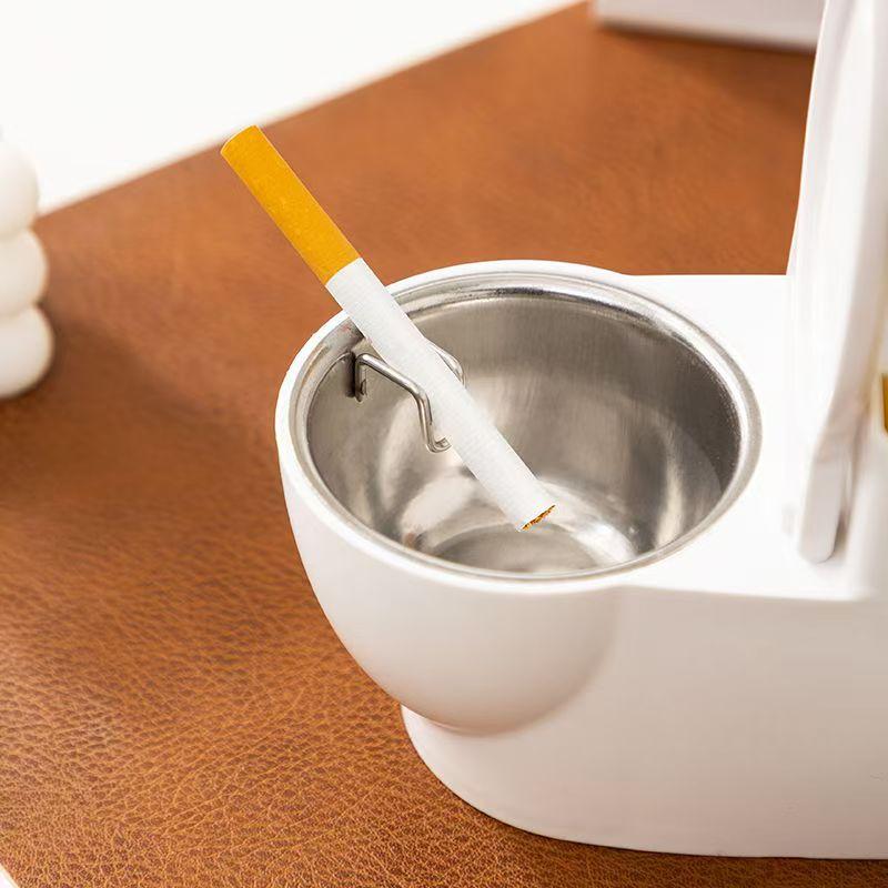 1pcs Creative Wall Mounted Toilet Shape Ashtray With Lid Novelty High-end Ashtray Stainless Steel Ashtray Suitable for Home Livi