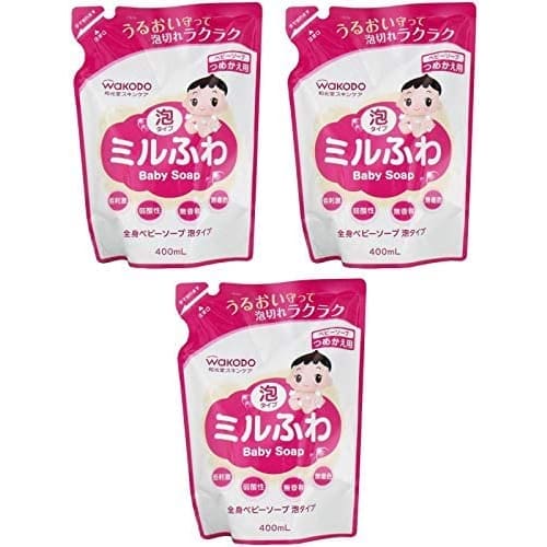 Wakodo [Bulk Purchase] Milfuwa Baby Soap, Foam Type, Refill, 400mL (x3)