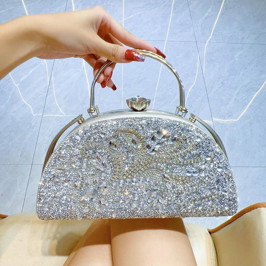 High-End Rhinestone Suitcase Handbag: Large Capacity Tote & Crossbody Evening Bag Set