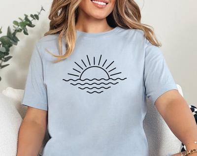Sunset Graphic T-Shirt and Kids Tshirt, Minimalist Sunrise Design, Unisex Tee, Casual Summer Fashion, Nature Lover Gift