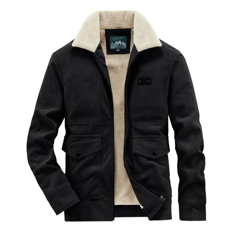 Men's Cross-Border Corduroy Lapel Jacket - Autumn/Winter Trendy Thickened Casual Coat