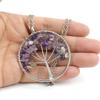 Hand-Wound Natural Gravel Crystal Tree Of Life, Natural Stone Fortune Tree Colorful Necklace N84