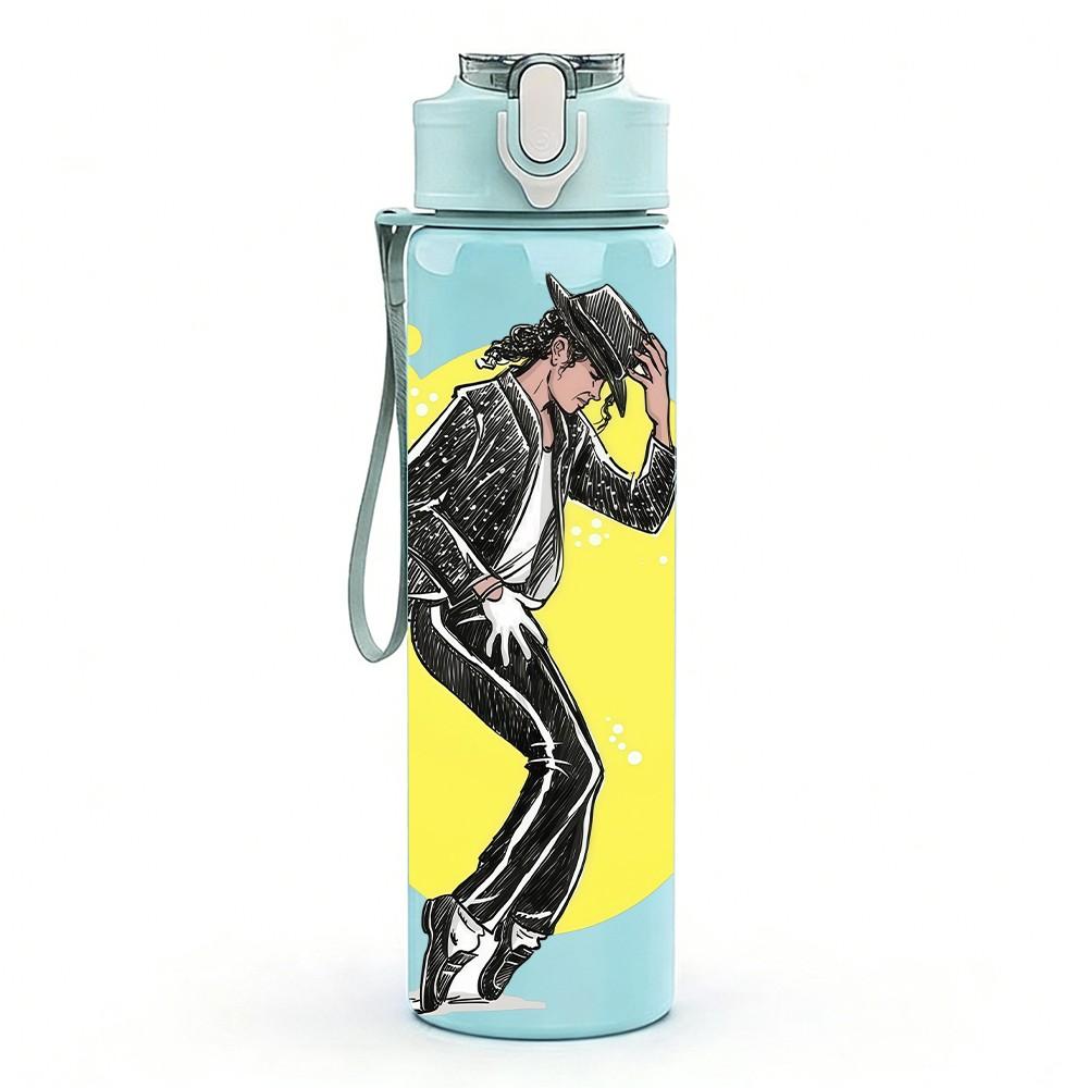 1PC Dancing Singer Silhouette 750ml Color Plastic Sports Water Bottle Leakproof Flip Straw Lid Suitable for Sports Office Home Use