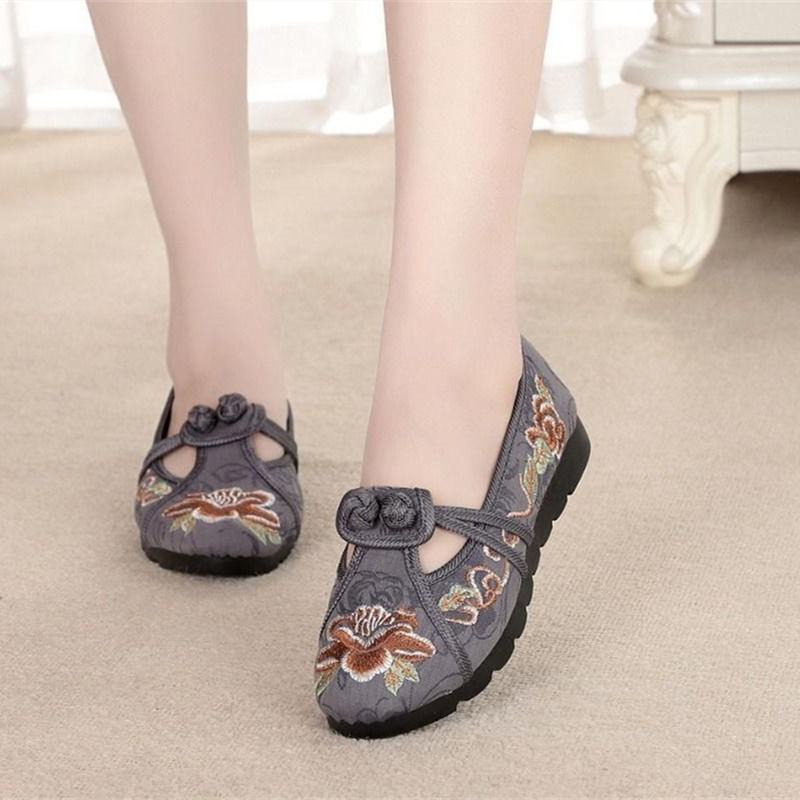 Fashion Sapatos Femininas Women Cute Sweet Wine Red Retro Traditional Anti Skid Slip On Loafers Lady Fashion Black Comfort Shoes E495