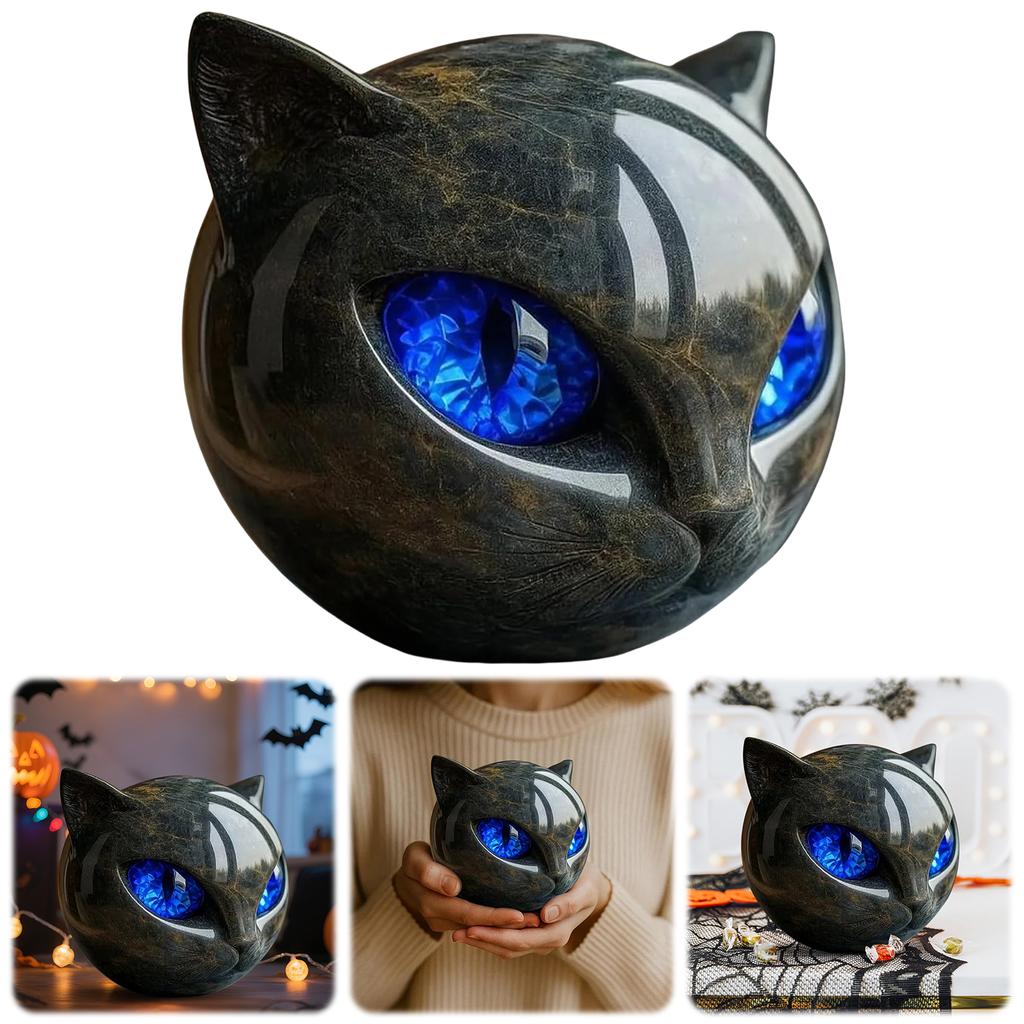 Halloween Svart Katt Skulptur Svart Katt Staty Konstverk Svart Katt Figurin Elegant Heminredning Gåvor till Kattälskare Kvinnor Män