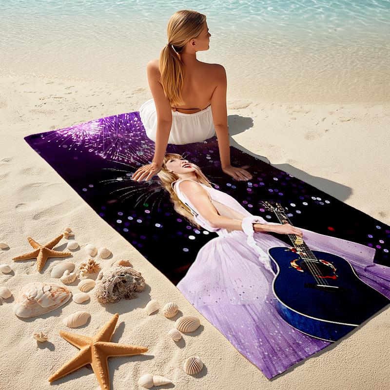 1pc Taylor Swift2 Beach Towel, Comfortable and Thick, and Swimming/Bath/Picnic/Camping Towel, Suitable for Seaside Beaches