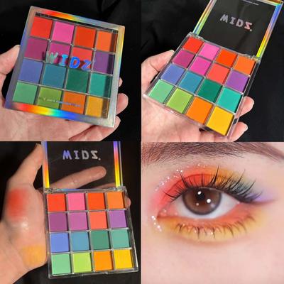 Feeën Oogschaduw Palet: 16 levendige glinsterende en matte kleuren voor creatieve podiummake-up in Europese en Amerikaanse stijlen.