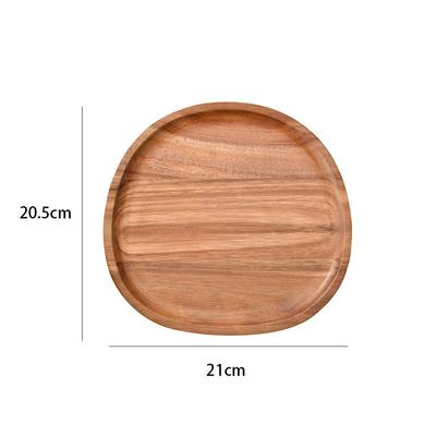 Insulated Design Acacia Wood Serving Platter Elliptical Lightweight Irregular Oval Dinner Plates Handcrafted Solid Wood Pattern