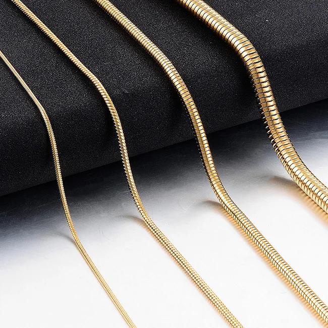 Yadreva Hip-Hop Stainless Steel Keel Round Snake Chain Gold Color Fashion Men And Women Jewelry