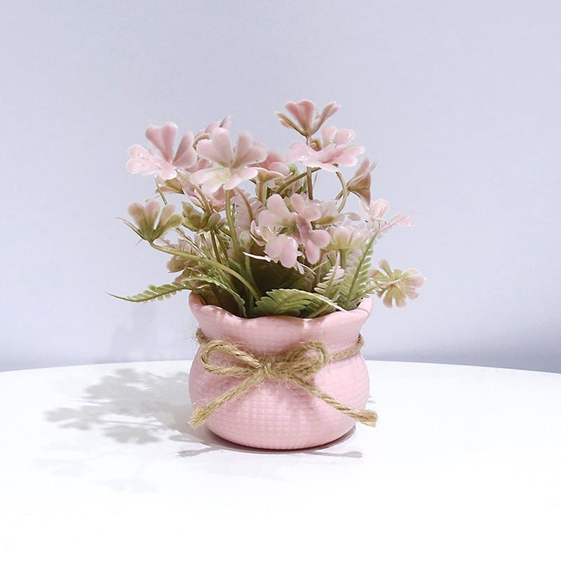 1/4 Stück Simulierte Topfpflanzen Niedliches Phalaenopsis-Design Bürodekor Rosa Thema Geschenk Mini Party 13cm