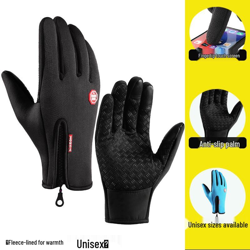 Touchscreen Winterhandschuhe für Damen & Herren: Rutschfest, mit Reißverschluss, für Outdoor-Sportarten, Klettern, Skifahren und Motorradfahren