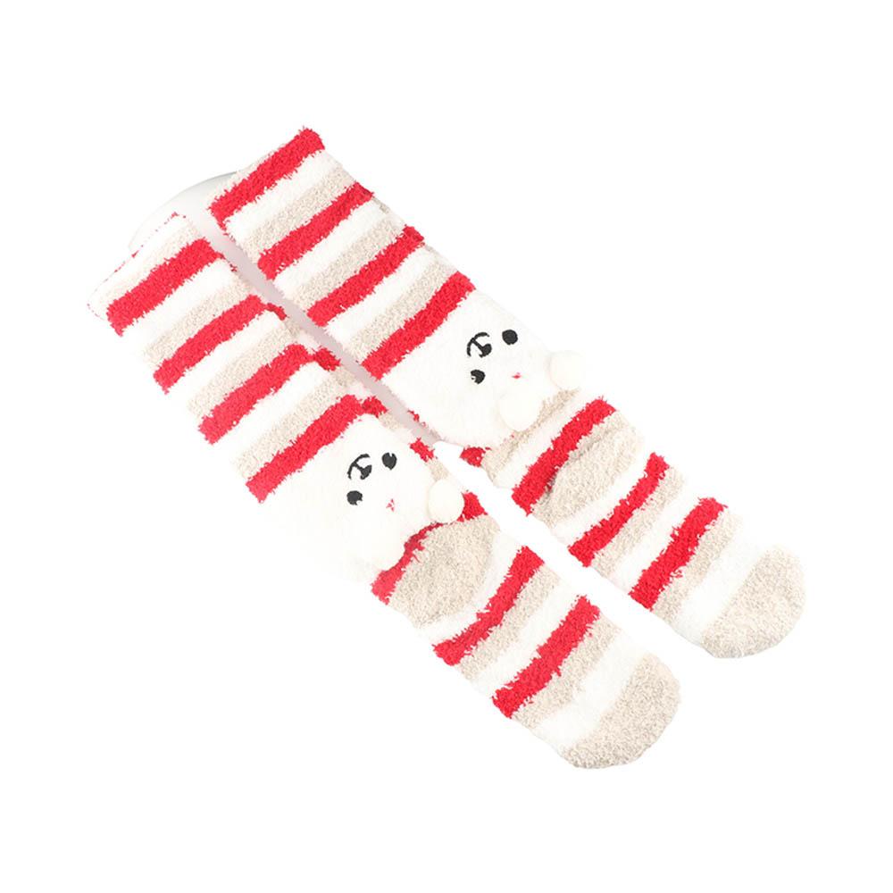 Claus Stripe Women Elk Snowman Bow Ladies Hosiery Christmas Stockings Floor Socks Cotton Calf Socks
