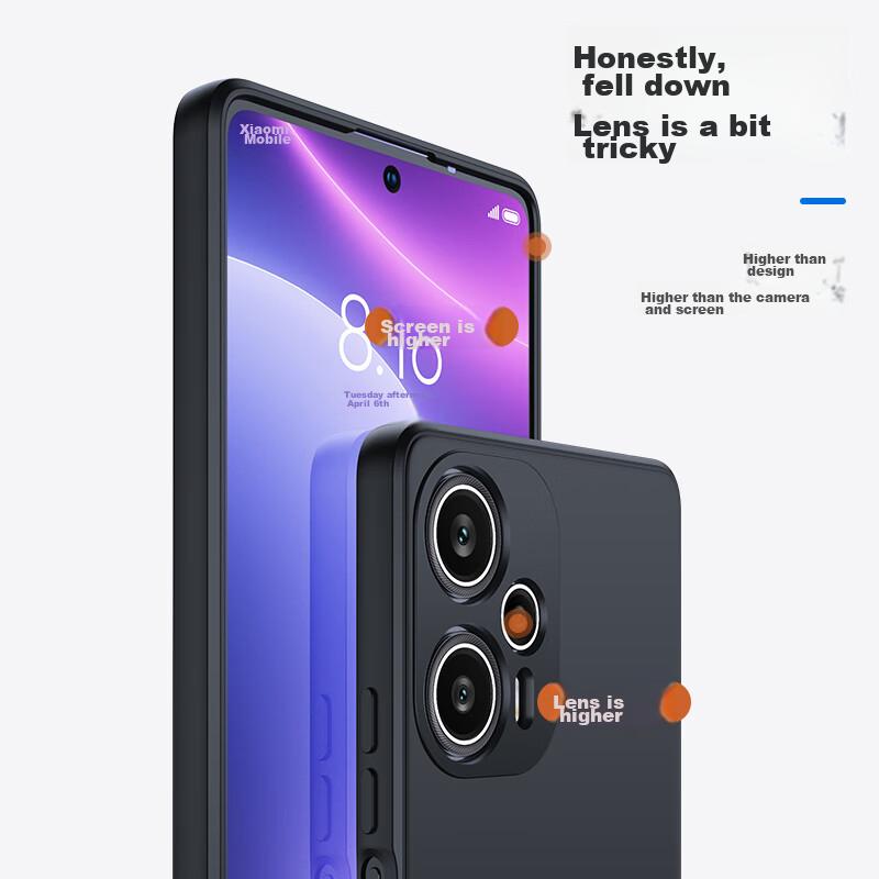 BIAZE Phone Case for Redmi Note12Turbo, Redmi Note12Turbo Full Protection Shockproof Ultra-Thin Heat Dissipation Frosted Liquid Soft Case JK298 Black