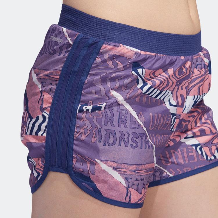 Adidas Abstract Pattern Printed Elastic Waist Running Shorts Women Shorts Purple FL7253