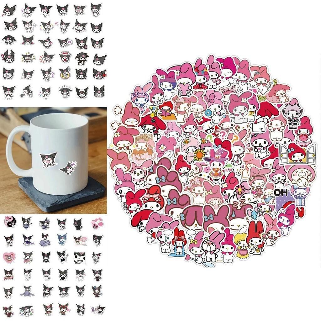 100 Stück Kuromi My Melody Sticker Niedlich Wasserdicht Kawaii Aufkleber für Gepäck und mehr