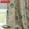 1PC Nuan Series 70-80% Blackout, Hand Painted Green Plant Printed Curtains, American Pastoral Style Curtains for Bedroom Living Room Home Decor