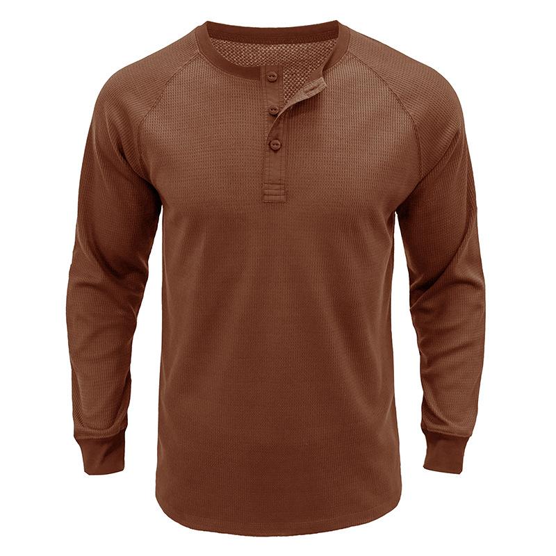 Chemise basse pour hommes, T-shirt à manches longues, couleur unie, à la mode, en tricot Slim, automne et hiver