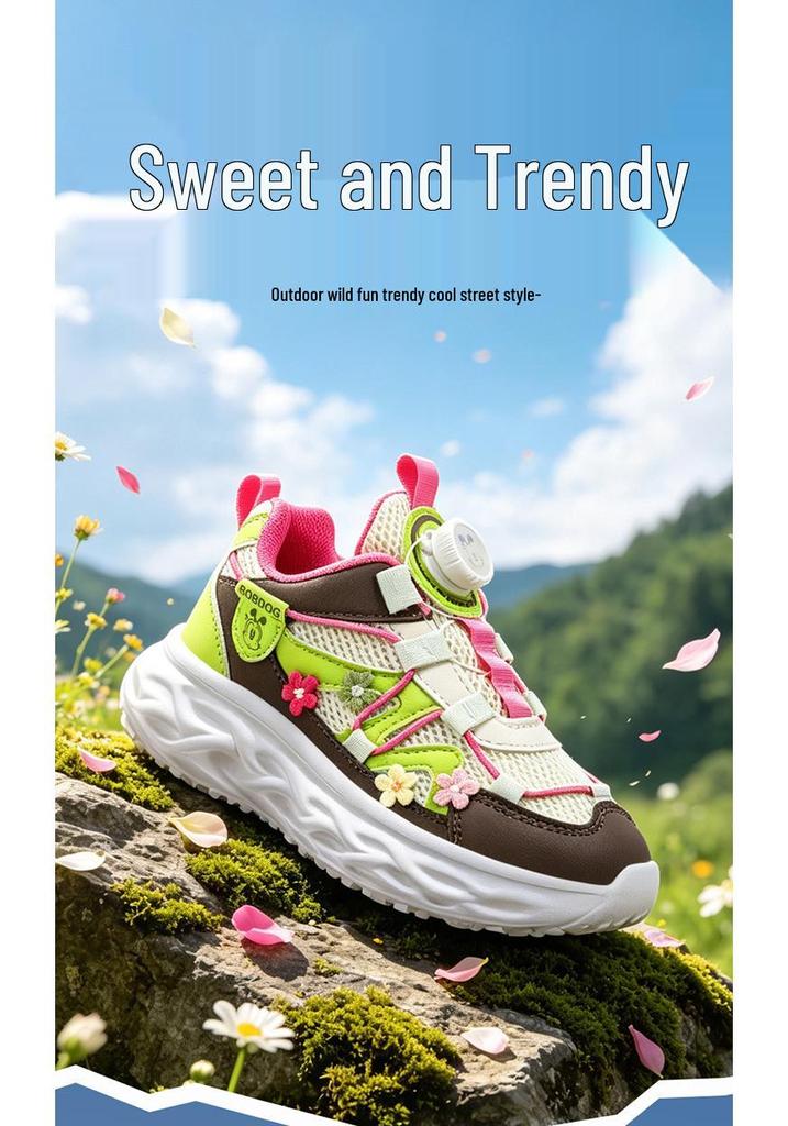 Bobodou Girls' Sports Mesh Shoes 2026 - New Spring/Autumn Breathable Sneakers for Middle/Big Kids