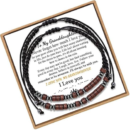 JoycuFF Morse Code Bracelets for Women Men Anniversary Birthday Gifts for Best Friend Mom Daughter Granddaughter Son Boyfriend Girlfriend Husband Granddaughter Gifts 2pcs-