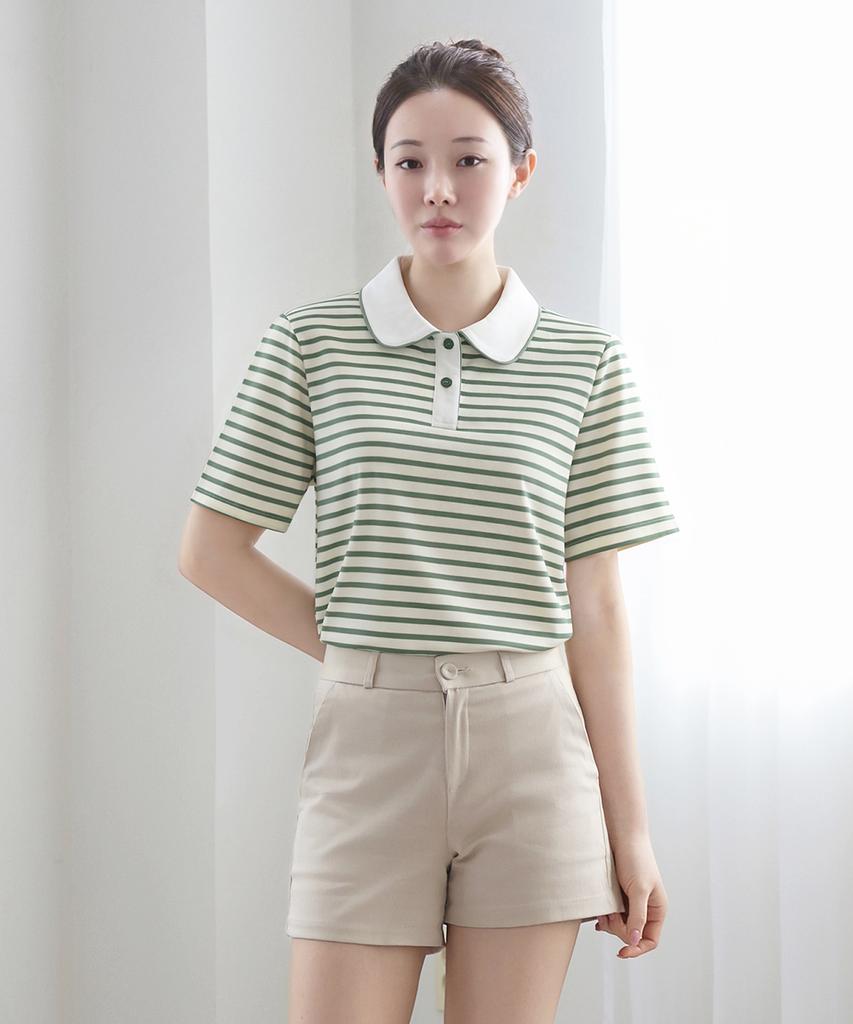 Keulleiseu Pretty Line Collar T-Shirt_Pink