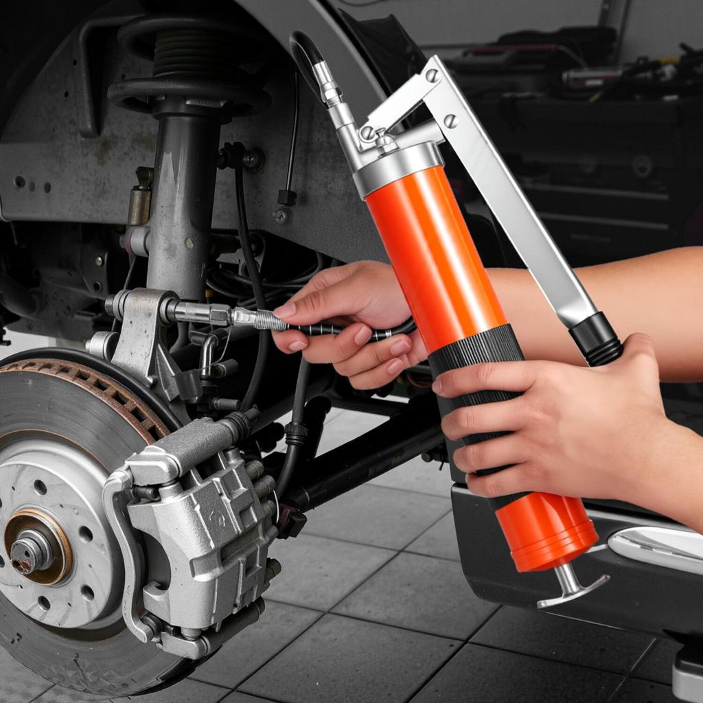 Grease Gun, 10000 PSI High Pressure, Heavy Duty Pistol Grip Grease Gun Kit with 0.4 L Capacity, Includes 46 cm Flex Hose, 1 Extension Rigid Pipe and 1