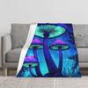 1PC Black Light Mushroom Forest Winter Blankets for Adults Bedding Home Interior Sofa Knee