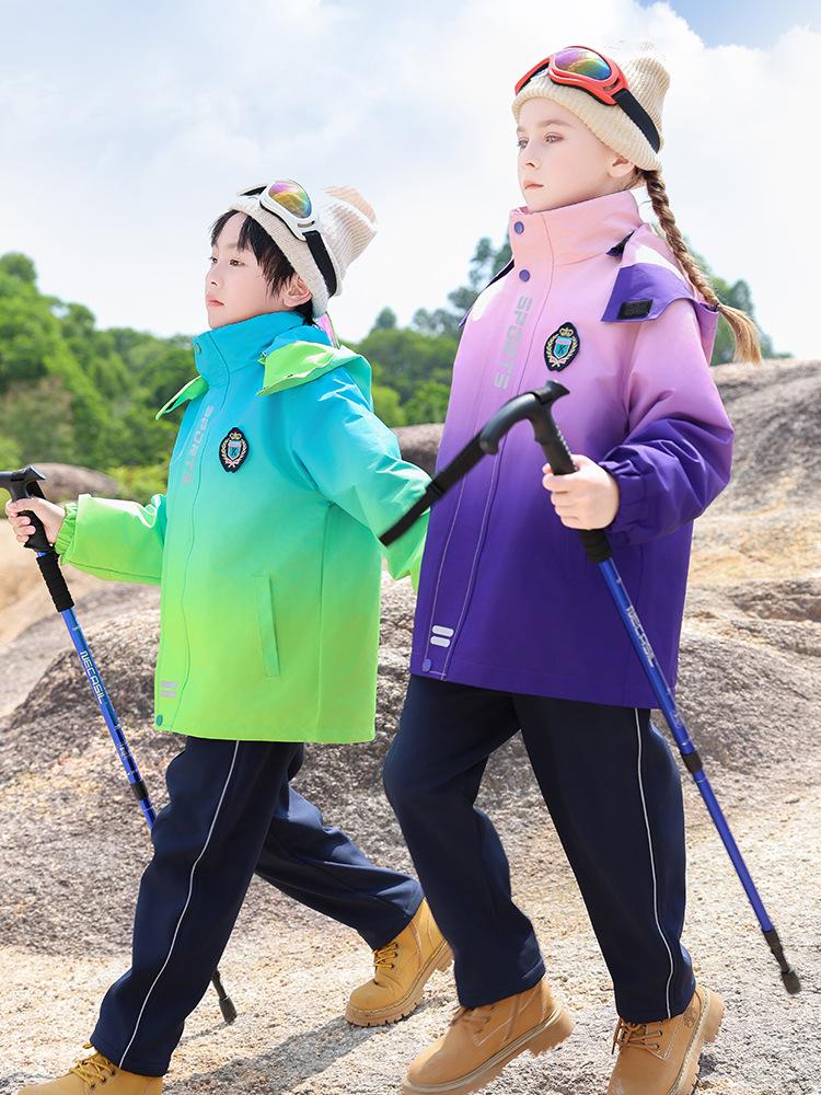 Autumn/Winter School Uniform Set: Velvet-Enhanced Windbreaker & Kindergarten Three-Piece Set