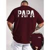 Men's Summer 100% Cotton Fashion Casual Papa the Man Slogan Double Sided Printed Loose Sport Round Neck Short Sleeve T-shirt Top