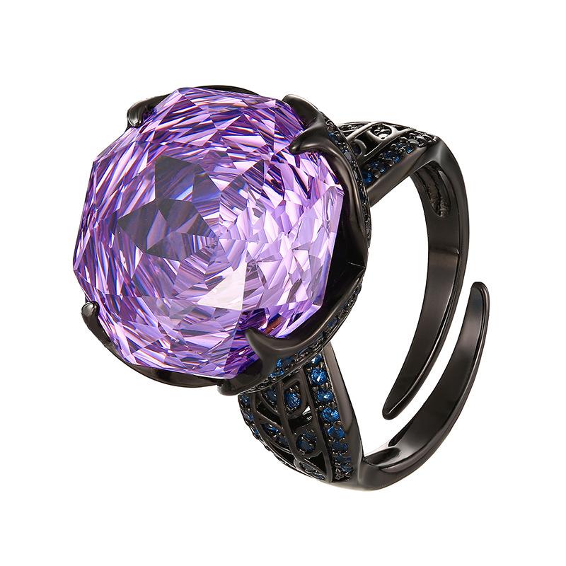 Bijoux Fond Cuivre Plaqué Or Imitation Taille Rose Couleur Trésor Couleur Luxe Léger Bague Or Noir Femme 16Mm