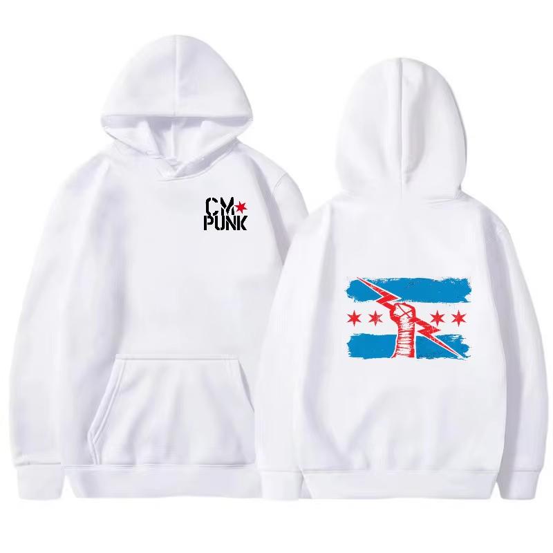 Sonbahar ve Kış Yeni Ünlü Güreşçi CM Punk'a Geri Dönüyor Erkek Düz Kapşonlu Moda Baskı Sokak Sporları Rahat Üst Kazak