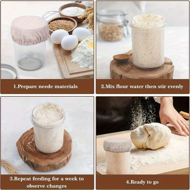 Fundas de tela de paja de trigo para tarros Reutilizables Lavables Elásticas Tapas de tela para Masa Madre Kombucha Kéfir Fermentación Se ajustan a tarros de 3-4 pulgadas Alta Calidad