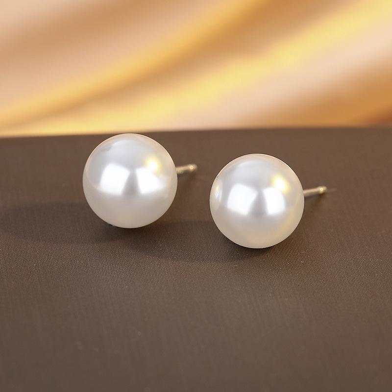 999 Sterling Silver Large Stud Earrings, Simple And High-End Earrings, Doudou Light Luxury Versatile Earrings Customization Pure silver