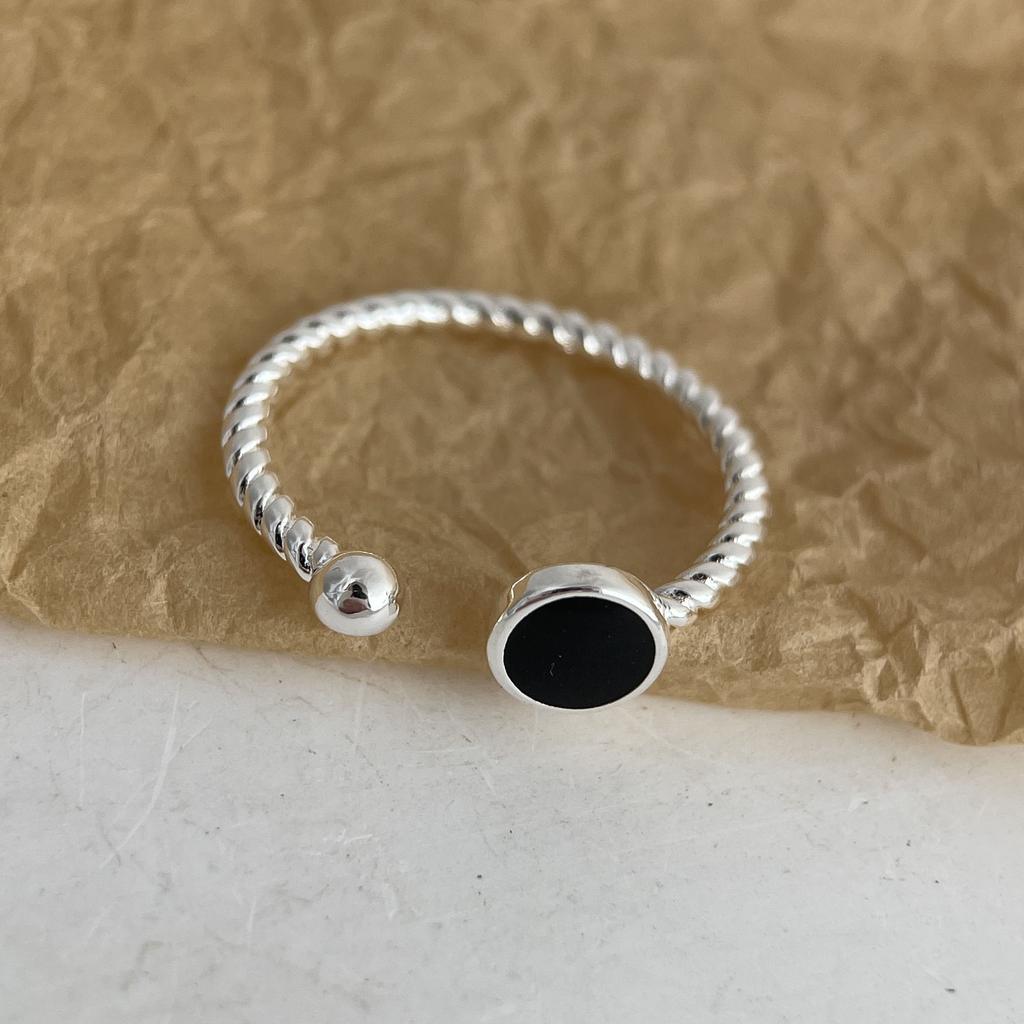 925 Sterling Silver Rings for Women Couple Minimalist Handmade Simple Retro Black Heart Ring Party Jewelry Gift Prevent Allergy