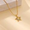 Creative design copper gold-plated micro-inlaid zircon starfish pendant necklace female niche hip-hop collarbone chain new
