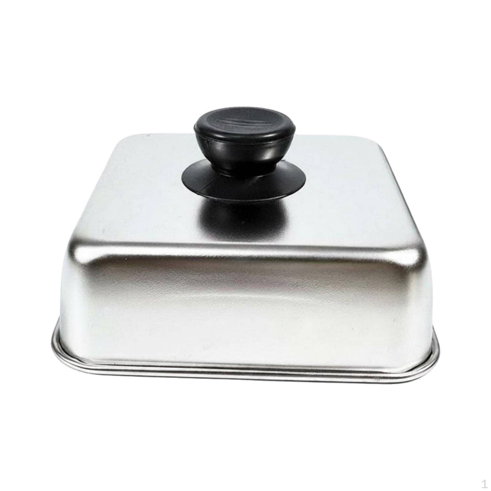 Cheese Melting Dome Easy to Clean Stainless Steel Rust Resistant Square Grill Cloche 16-16-5cm Round Handle
