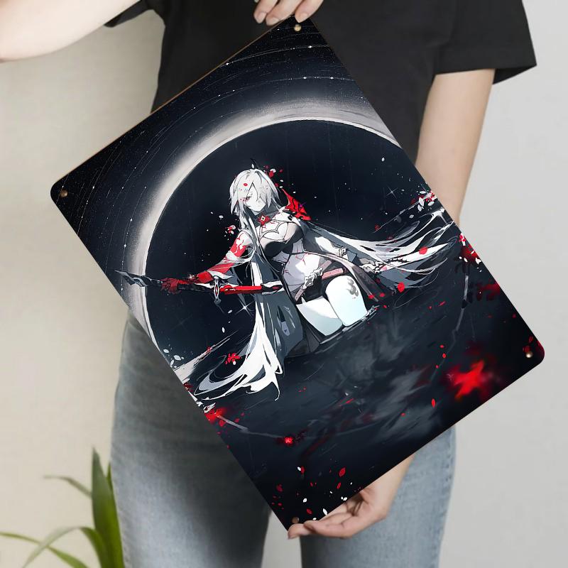 

Anime Style Female Warrior Moonlight Reflection Metal Iron Painting Living Room Bedroom Wall Art Decor 7.9x11.8In(20x30cm)