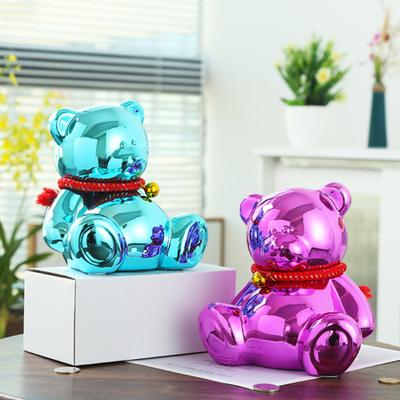 Elektrokaplama Ayı Kumbara Oturan Ayı Bozuk Para Para Bankası Ev Ofis Kitaplık Masaüstü Dekorasyonu Süs Çocuklar Yetişkinler Hediye