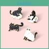 Stylish Black Ghost Cat Brooch With Gold Inlay Perfect For Halloween Costume Accessories