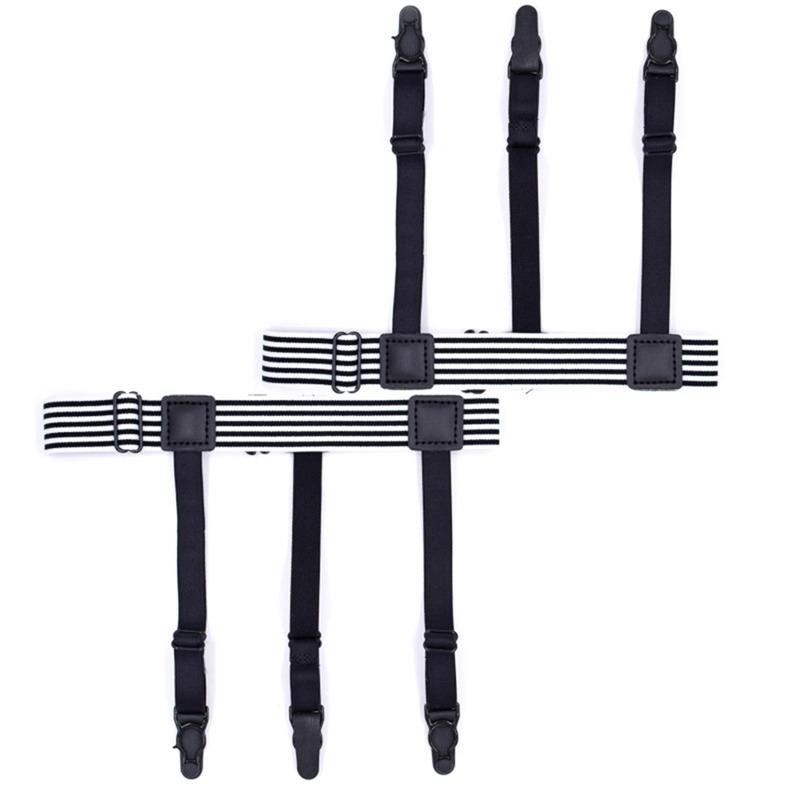 1 Pair Men Shirt Stay Belt with Non-slip Locking Clips Adjustable Lock Tirant Shirts Tucker Leg Thigh Suspender Garters Strap