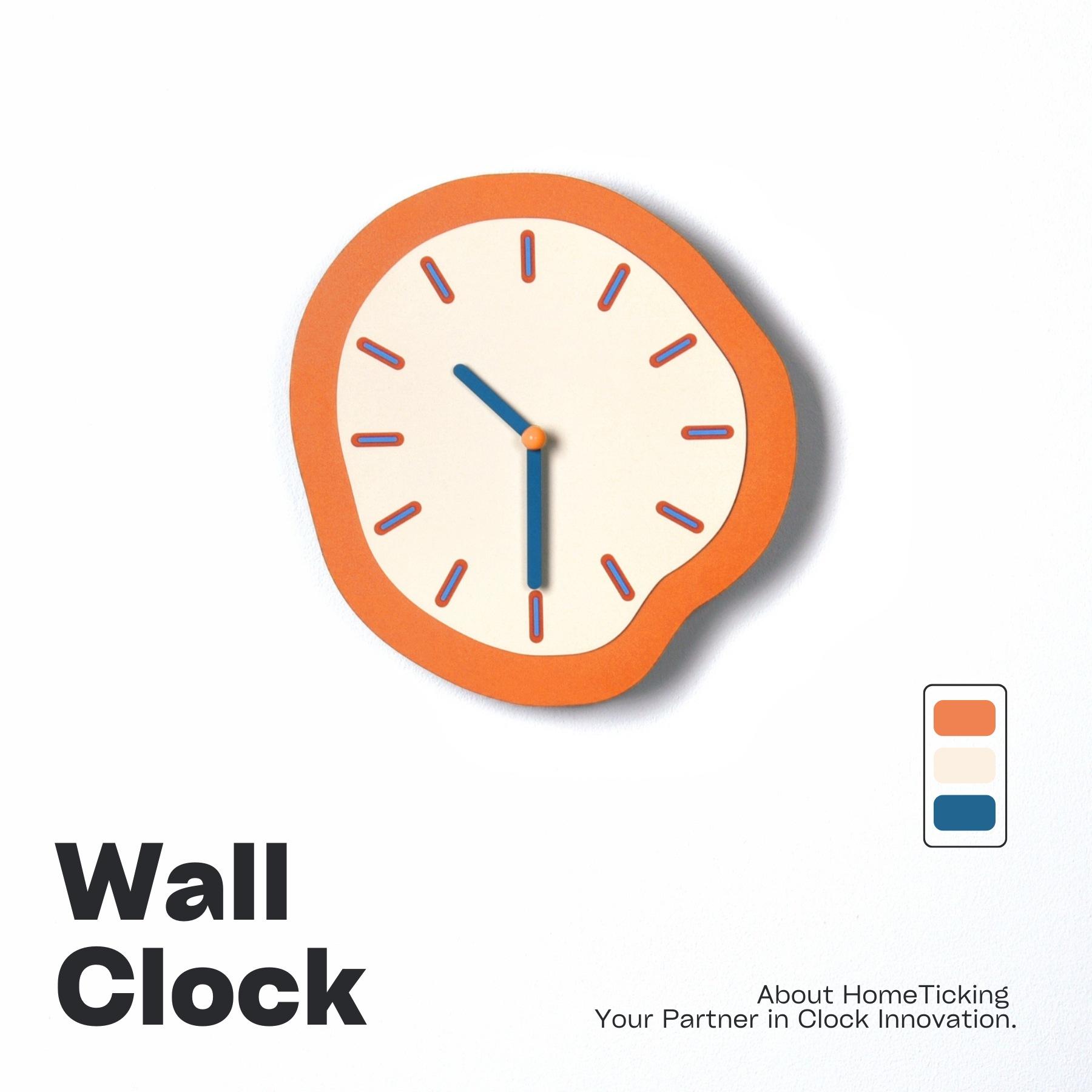 

Nordic Creative Simple Orange Wall Clock Silent Punch-free Clock Living Room High-end Decorative Quartz Clock SC4-7-B without swing