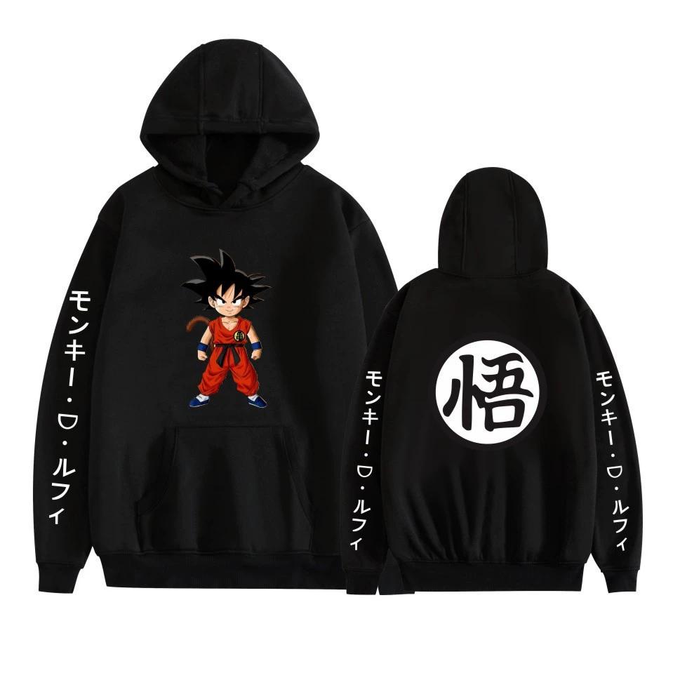 Anime Dragon Ball Printed Hoodies Men Women Harajuku Sweatshirt Hooded Unisex Trendy Loose Pullovers Casual Tracksuit XS чёрный