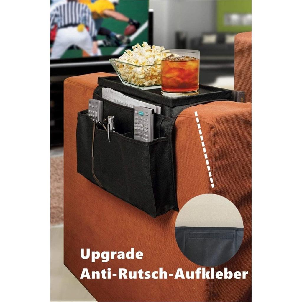 Sofa with Cup Holder No-Slip Couch Sofa Armrest Organiser Couch Remote Control Holder (Black)
