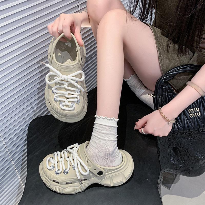 

Thick-soled hole shoes for women to wear summer new non-slip and breathable cute beach bag head half slippers for women 36
