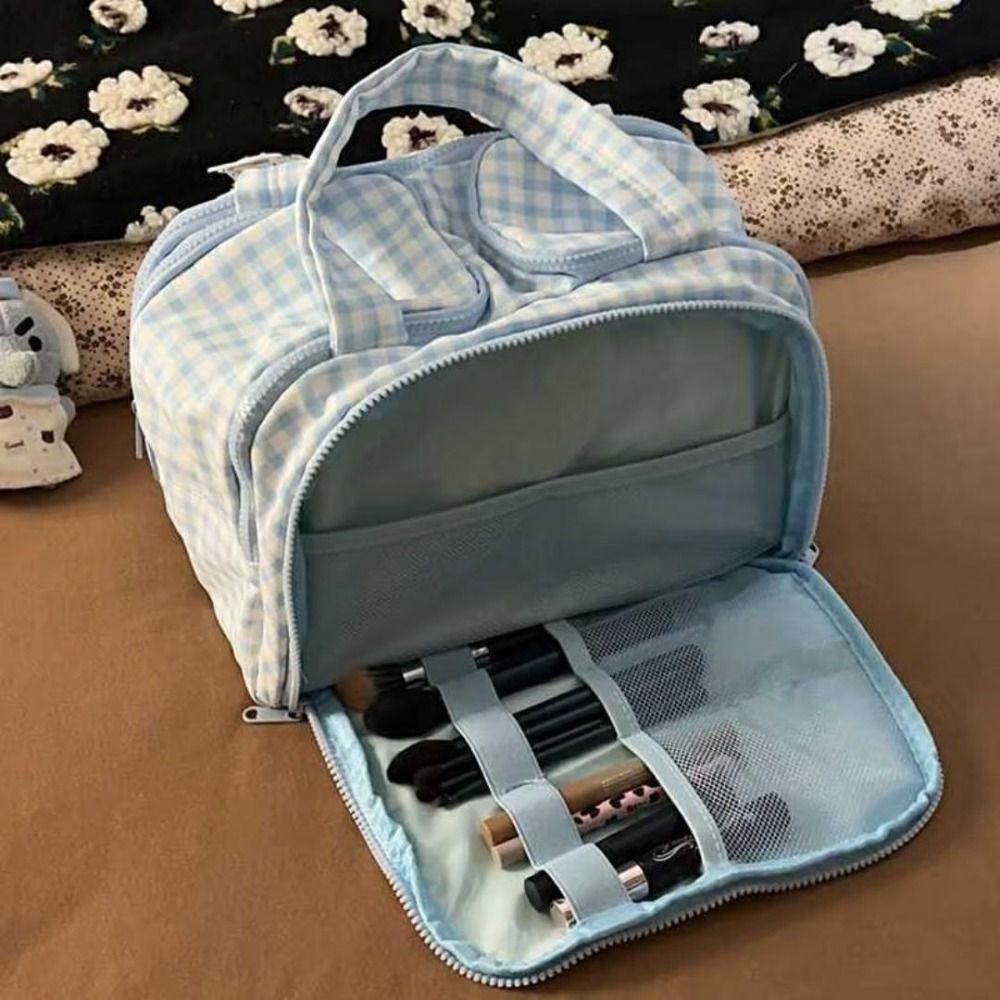 Double Side Open Travel Toiletry Bag Zipper Closure Portable Makeup Pouch  Women's Makeup