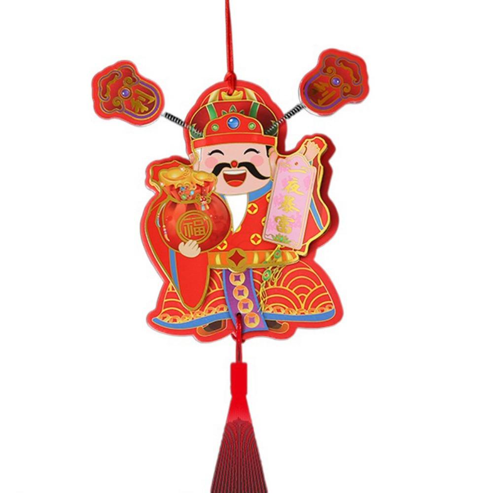 Self-adhesive Shaking Head God Pendant 3D Spring Festival Door Sticker  Kitchen