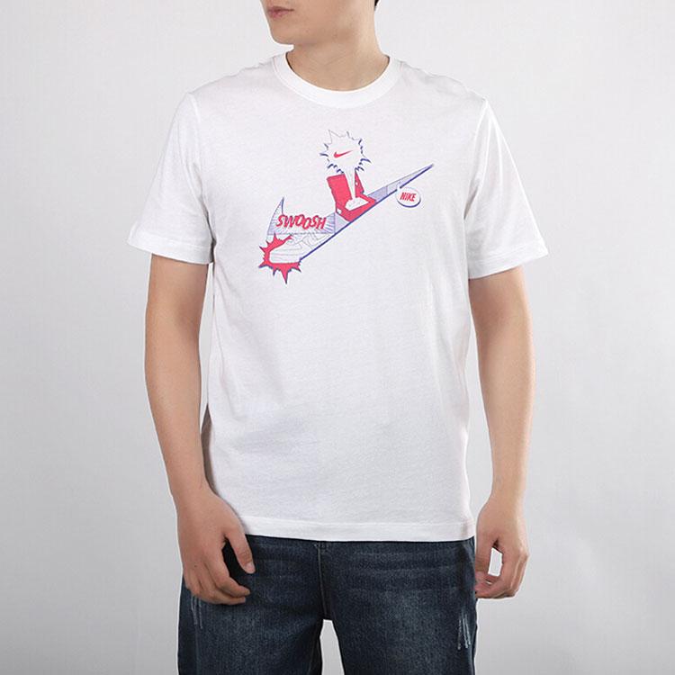 Nike Sportswear Shoebox Print Logo Knit Short Sleeve T-Shirt Men Tops White DH0057-100