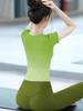 Gradient Yoga Women's Quick-Dry Short Sleeve Slimming Fitness Set