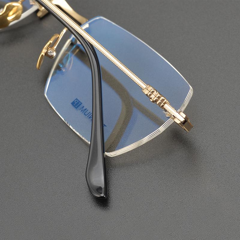 Rimless Pure Titanium Glasses Frame with Blue Light Blocking for Men & Women, Model CH5800