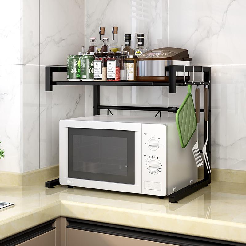 Retractable Multi-layer Kitchen Storage Rack for Microwave and Rice Cooker