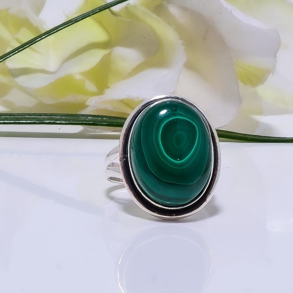 Malachite - Congo Gemstone 925 Sterling Silver Ring V8514, Green Ring, Oval Ring, Valentin's Day Gift, Gift For Her, Birthday Gift, Handmade Jewelry,